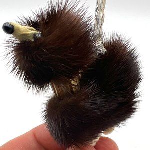 Vintage 1950s Real Mink Fur Brooch Brown Poodle Afghan‎ Dog Pin